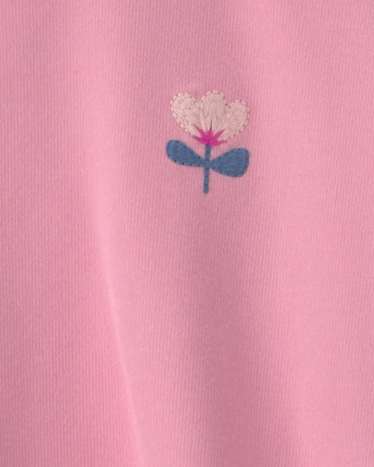 Girls Flower Long-Sleeve Top - Pink
