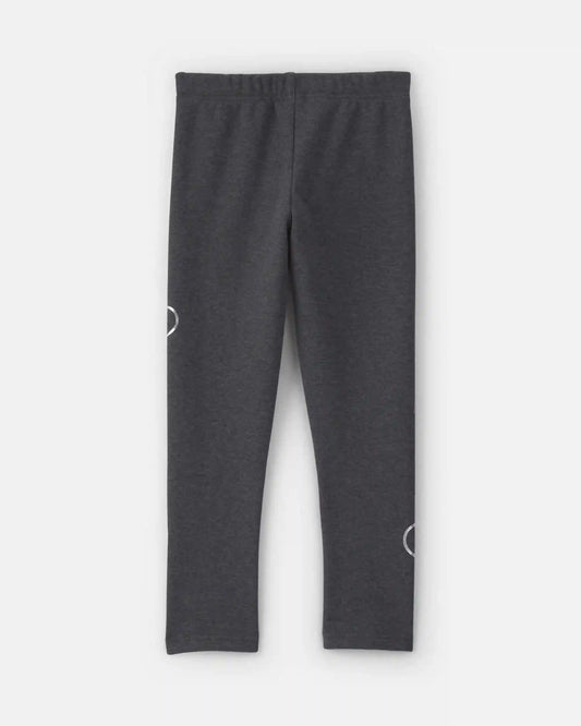 Girls Heart Fleece Pull-On Stretch Leggings - Grey