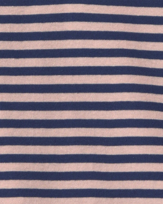 Girls Striped Long-Sleeve Rib Top - Pink/Navy Blue