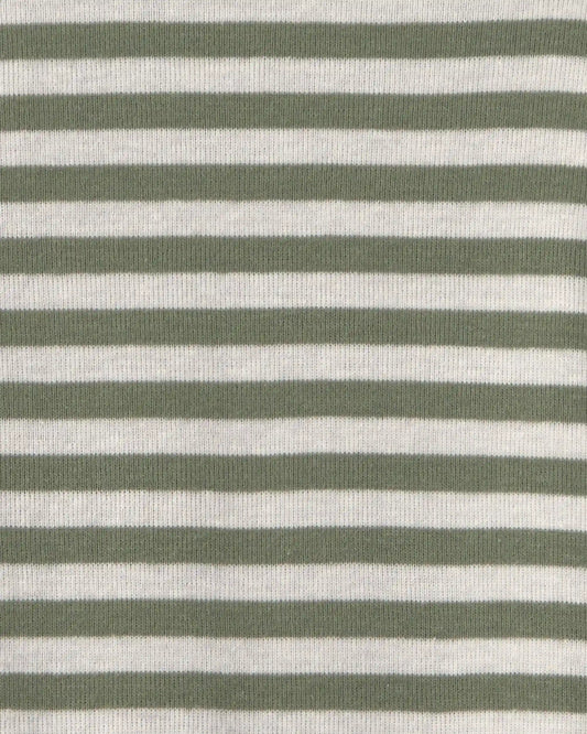 Girls Striped Long-Sleeve Rib Top - Green/White