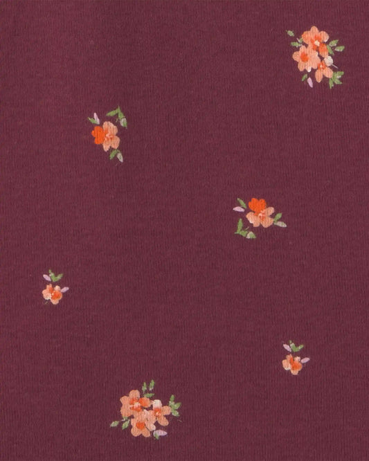 Girls Floral Long-Sleeve Top - Burgundy