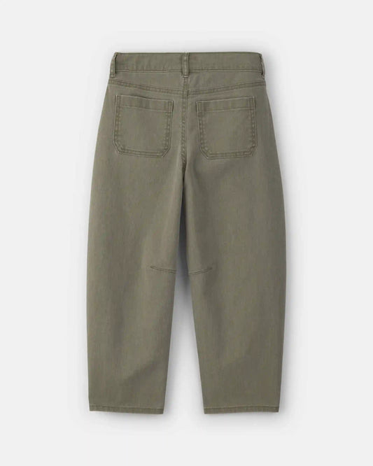 Girls Twill Barrel Jeans - Olive Green