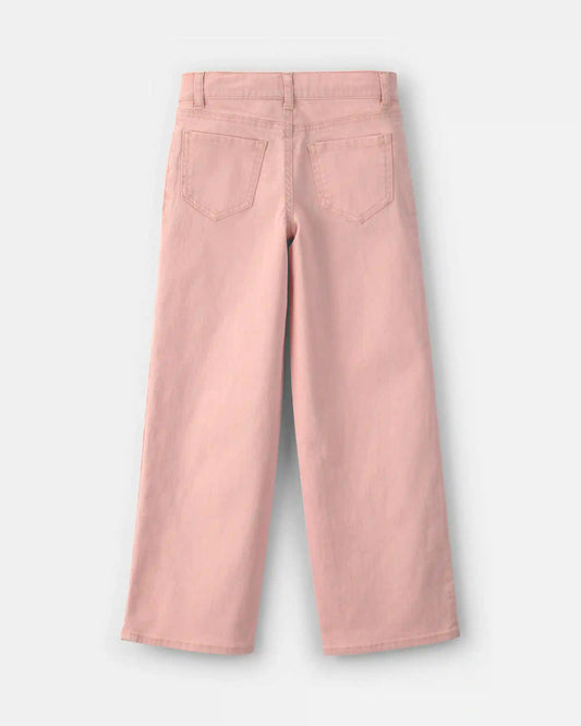 Girls Twill Straight-Leg Pants - Pink