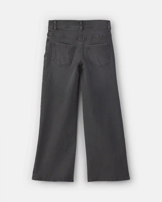 Girls Floral Denim Wide-Leg Pants - Dark Wash