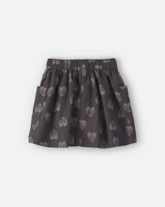 Girls Heart Twill Skirt - Black