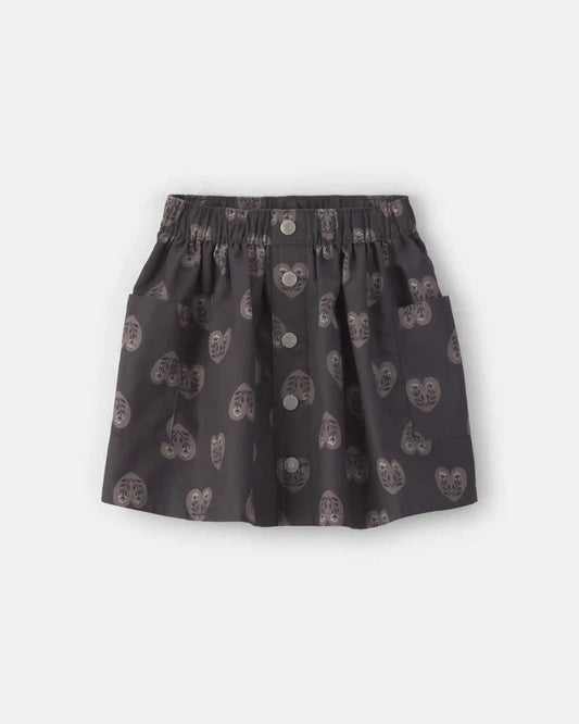 Girls Heart Twill Skirt - Black