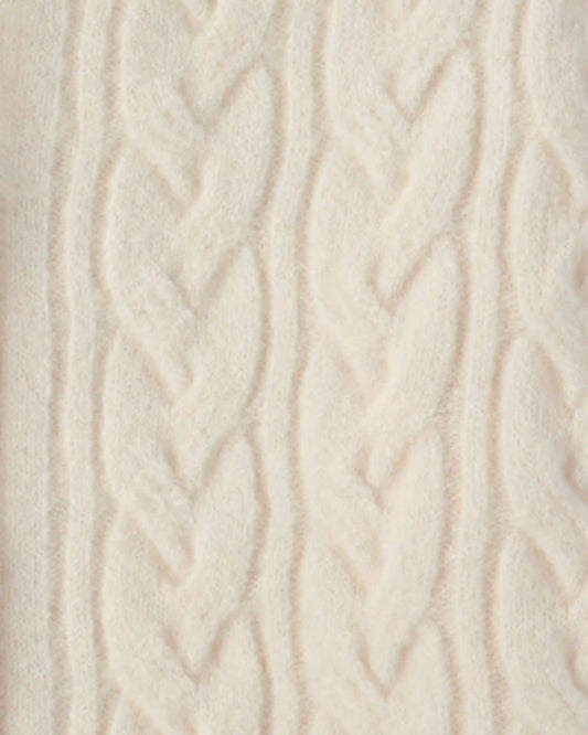 Girls Cable Knit Cardigan Sweater - Cream