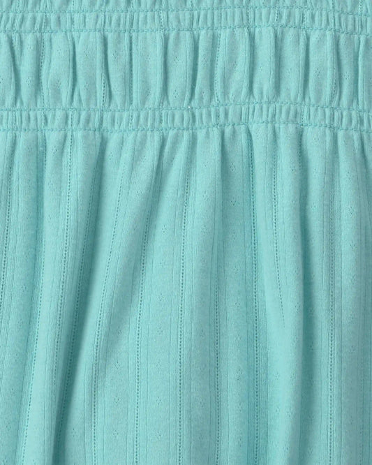 Girls Long-Sleeve Peplum Top - Turquoise
