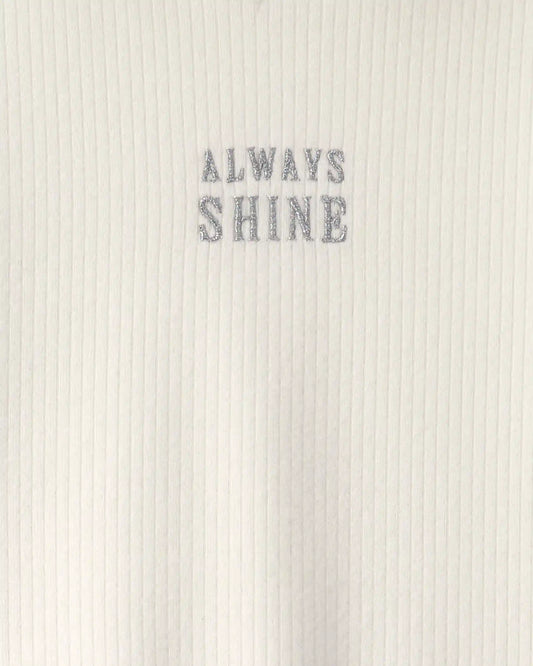 Girls 'Always Shine' Long-Sleeve Mock Neck Top - Cream