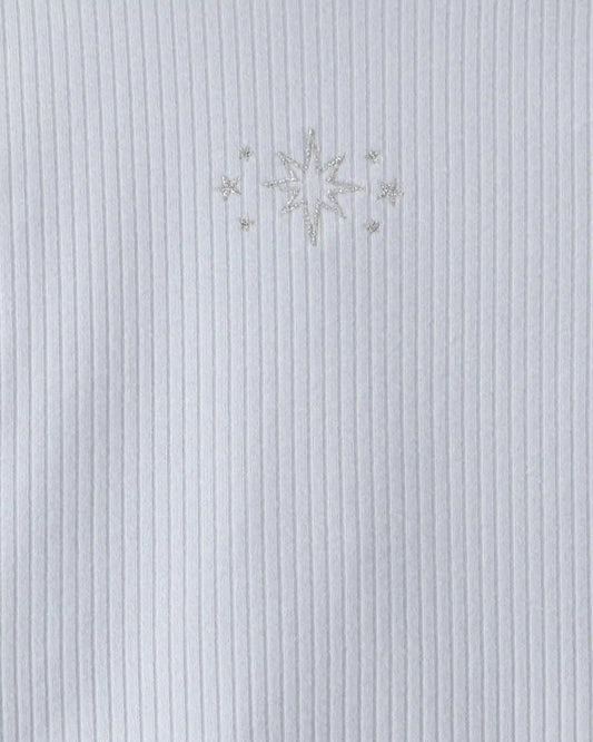 Girls Snowflake Long-Sleeve Mock Neck Top - Grey