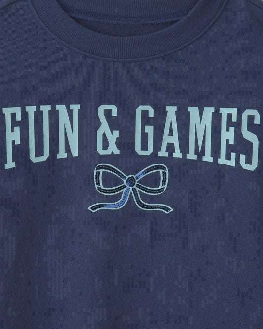 Girls 'Fun & Games 'Long-Sleeve Pullover Sweatshirt - Blue