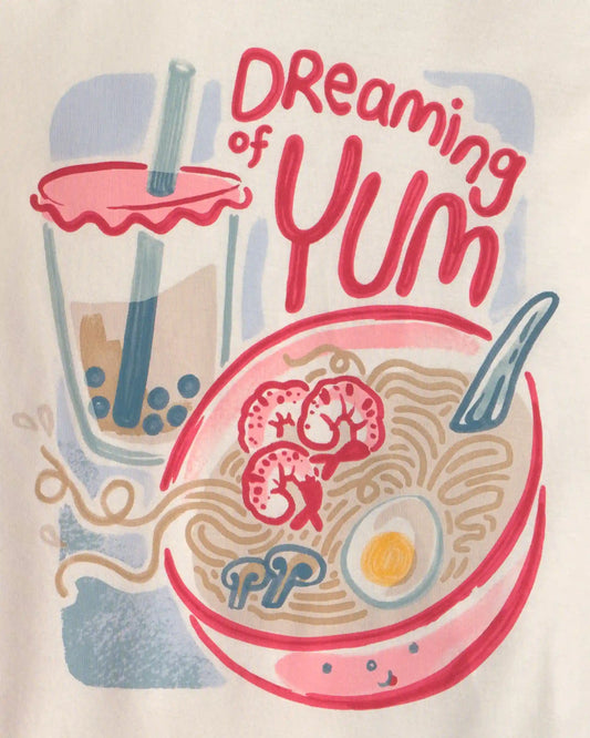 Girls 4-Piece Ramen 100% Cotton Snug Fit Pajama Set - Blue/Pink