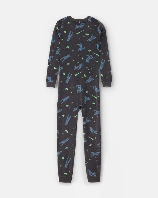 Boys 1-Piece Star Space DreamPlush Snug Fit Pajama - Black