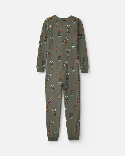 Boys 1-Piece Silly Food DreamPlush Snug Fit Pajama - Olive Green