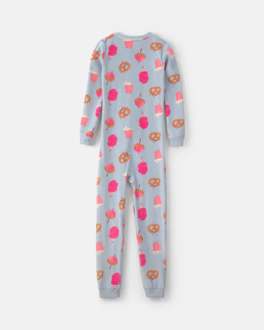 Girls 1-Piece Festival Treats DreamPlush Snug Fit Pajama - Blue