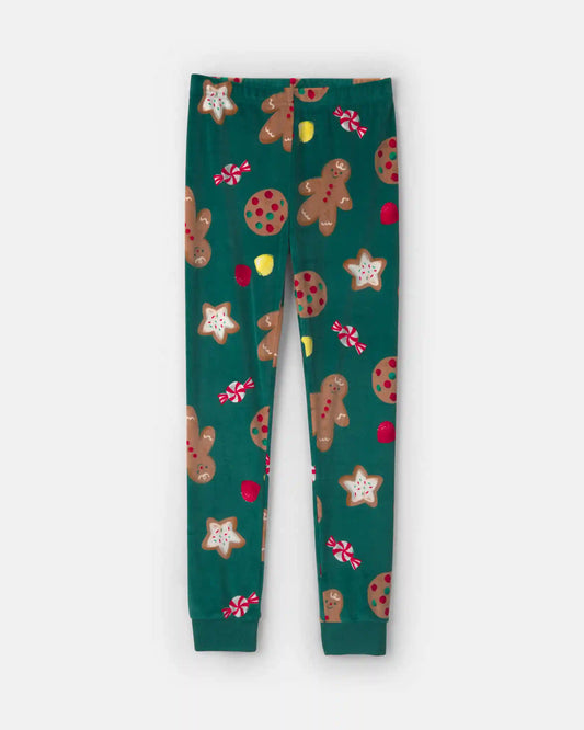 Kids 2-Piece Christmas Gingerbread DreamPlush Snug Fit Pajama Set - Green