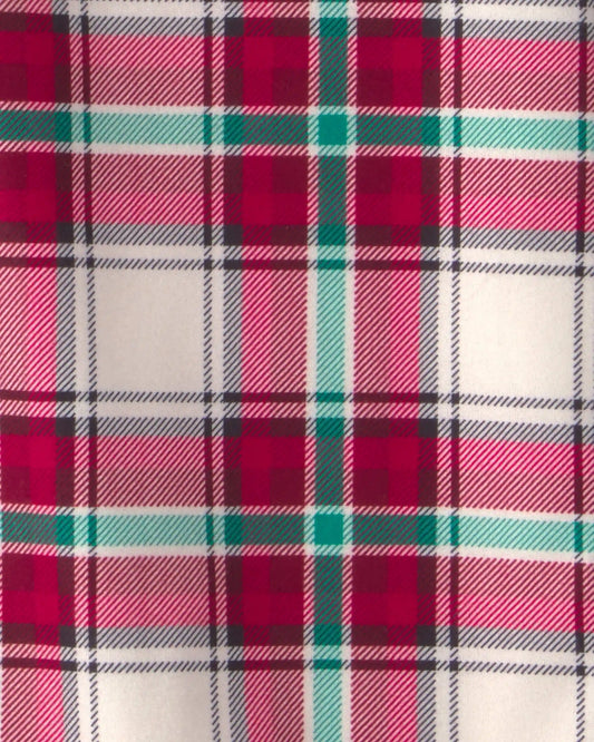 Girls 2-Pack Christmas Plaid Fleece Loose Fit Night Gown & Doll Gown - Red/Green