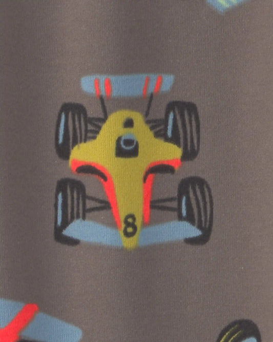 Boys 2-Piece Race Car Fleece Loose Fit Pajama Set - Grey/Green