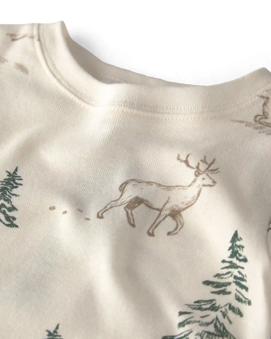 Kids 2-Piece Organic Cotton Pajamas in Reindeer Forest