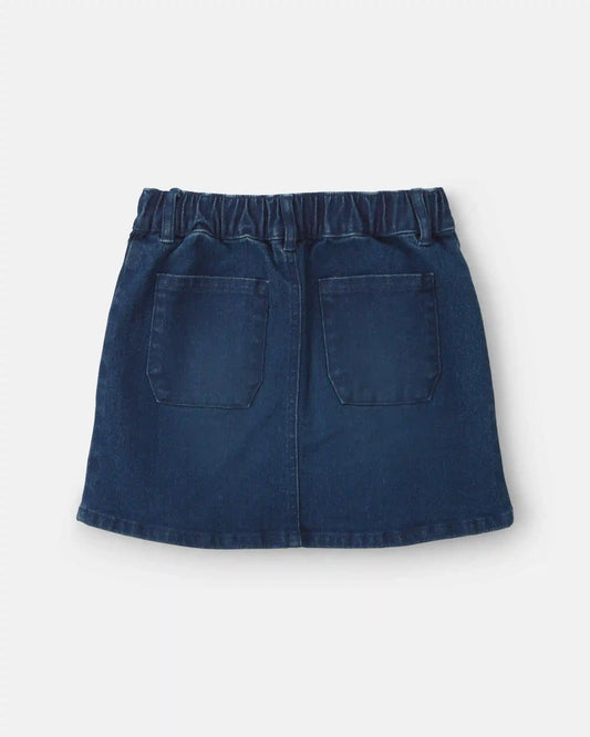 Girls Chambray Denim Skirt - Dark Wash