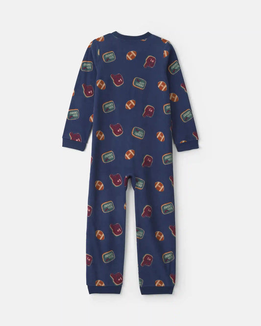 Boys 1-Piece Varsity Fleece Loose Fit Pajama - Navy Blue