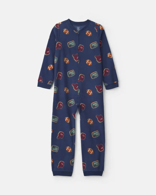 Boys 1-Piece Varsity Fleece Loose Fit Pajama - Navy Blue