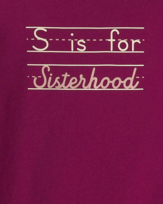Girls 'Sisterhood' Long-Sleeve Graphic Tee - Burgundy