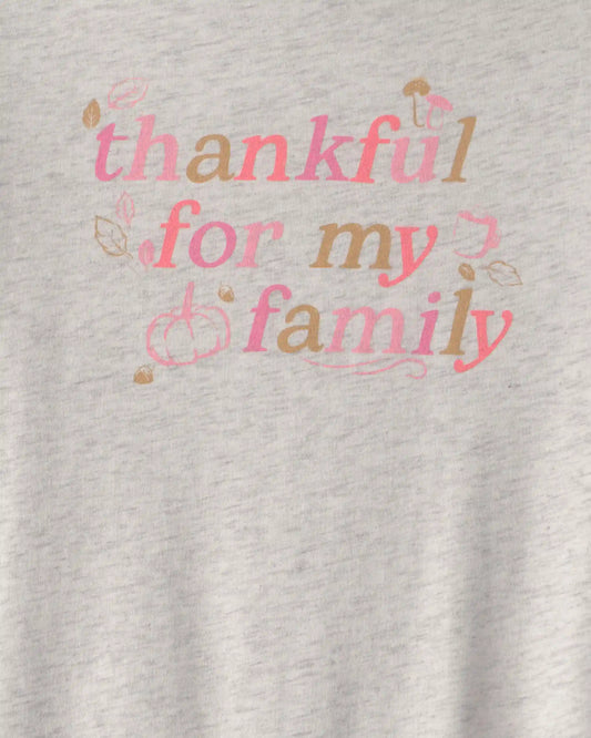Girls 'Thankful' Long-Sleeve Graphic Tee - Grey