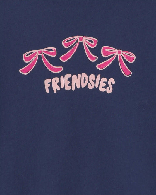 Girls 'Friendsies' Long-Sleeve Graphic Tee - Navy Blue