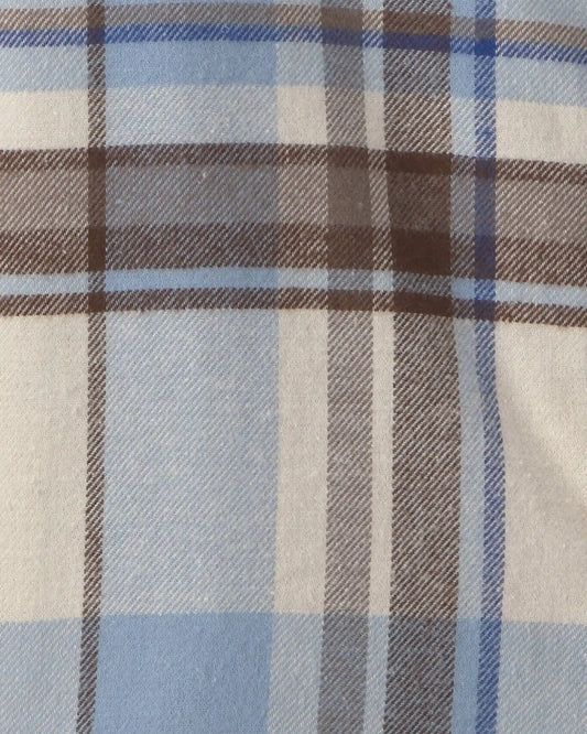 Boys Plaid Baggy Flannel Button-Down Shirt - Grey/Blue/Brown