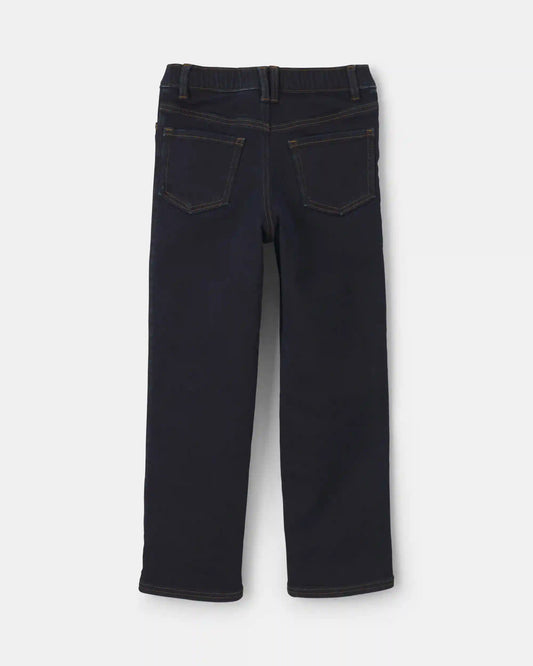 Boys Fleece-Lined Relaxed Jeans - Dark Wash