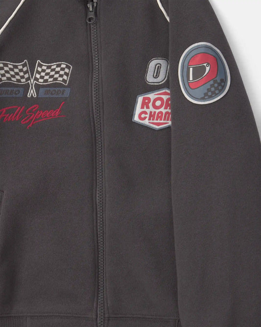 Boys Race Car Fleece Zip-Up Jacket - Black
