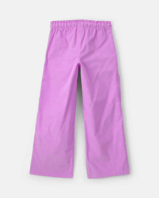 Girls Flower Corduroy Wide-Leg Pants - Purple