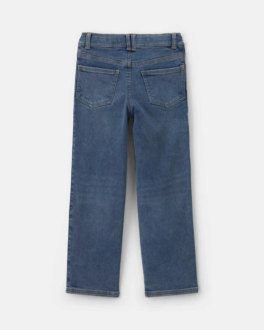 Boys Fleece-Lined Relaxed Jeans - Dark Wash
