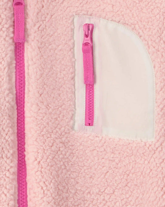 Girls Teddy Fleece Zip-Up Hoodie - Pink