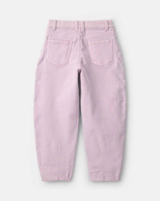 Girls Teddy Fleece Denim Barrel Jeans - Purple