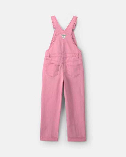 Girls Twill Overalls - Pink