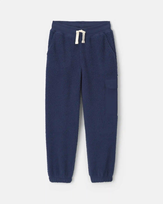 Boys Fleece Cargo Joggers - Navy Blue