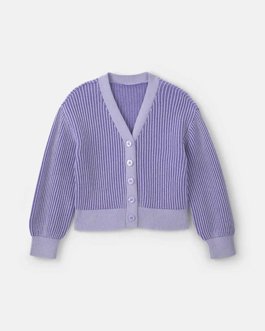 Girls Button-Down Cardigan Sweater - Purple