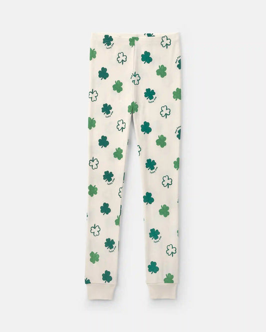 Kids St Patrick's Day Cotton Snug Fit 2-Piece Pajama Set - Green/Cream