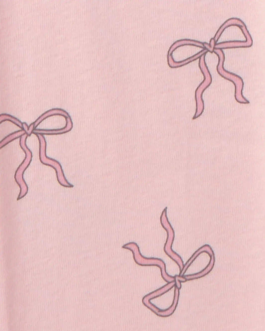 Girls 'Always On Pointe' Ballerina 100% Cotton 4-Piece Pajama Set - Pink/White