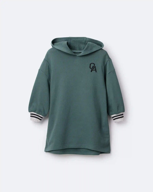 Toddler Girl Long-Sleeve Hooded Sweatshirt Dress - Green