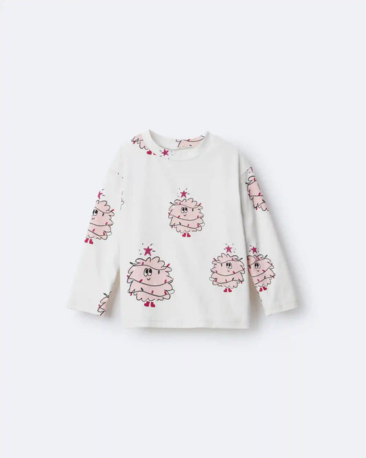 Toddler Girl Holiday Squish Character Long-Sleeve Graphic Tee - Ivory