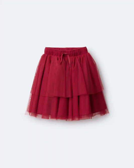 Toddler Girl Avenue Twirl™ Tiered Midi Skirt with Tulle - Red