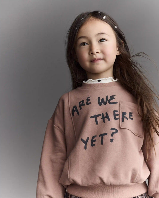 Toddler Neutral Are We There Yet' Pullover Sweatshirt - Mocha Brown