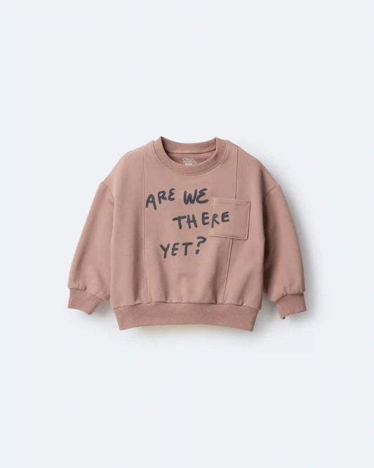 Toddler Neutral Are We There Yet' Pullover Sweatshirt - Mocha Brown