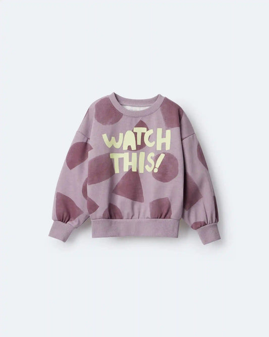 Toddler Girl Watch This!' Shapes Dolman-Sleeve Sweatshirt - Mauve
