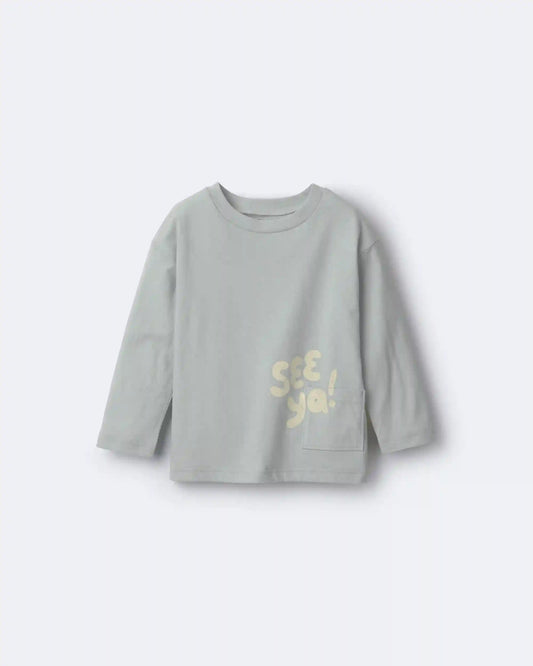 Toddler 'See Ya' Long-Sleeve Pocket Relaxed Graphic Tee - Light Blue