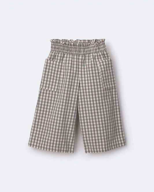 Toddler Girl Gingham Smocked Wide Leg Pant - Cream/Grey