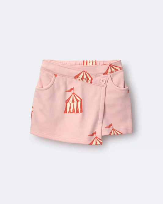 Toddler Girl Asymmetrical Skort in Big Top Print - Light Pink